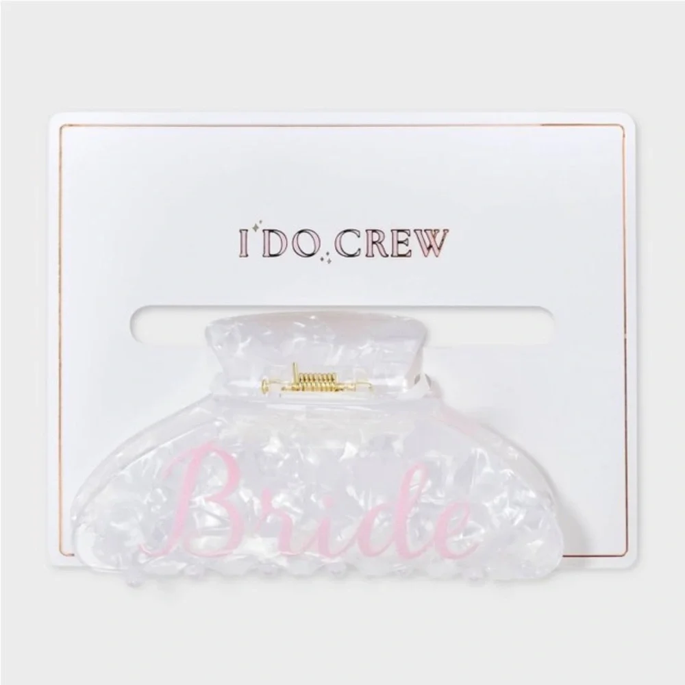 NWT White Bridal claw clip with Pink BRIDE detail